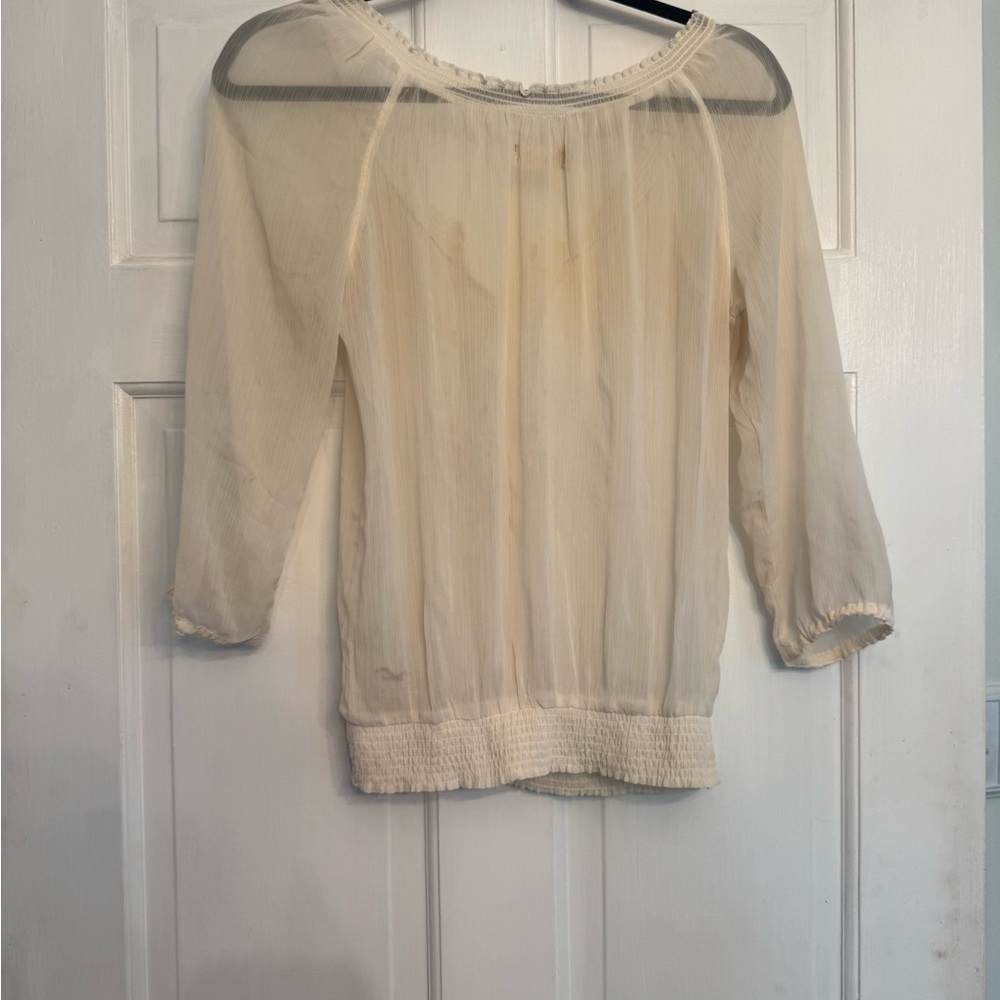 Womens Cream Ruffled Top - Picture 2 of 4